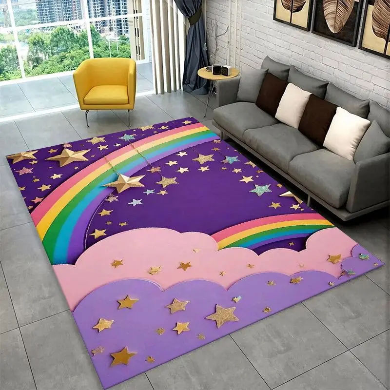 Fashion Rainbow Colour Scenery Large Area Rug Non-slip Durable Carpet for Bedroom Living Room Sofa Doormat Home Decor Floor Mat