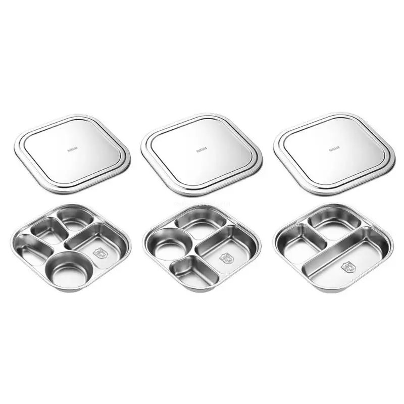 

Stainless Steel Mess Plates with Sections Controlled Portion Sized Meals Dishes Dropship