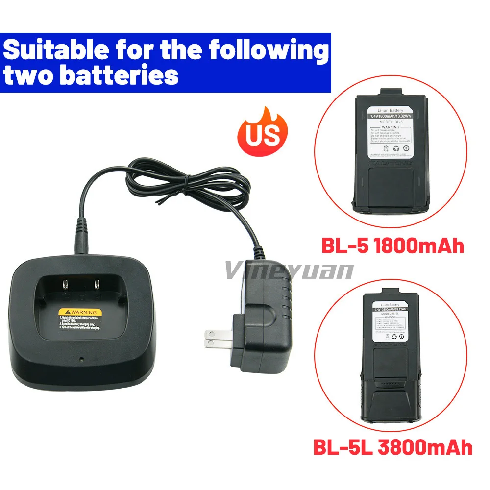 Base de chargeur Walike Talkie, pour Baofeng GT-3 GT-3TP GT3 GT3TP & GT-3 Mark-II Mark-IIITwo Way Radio avec adaptateur (modèle CH-5, original