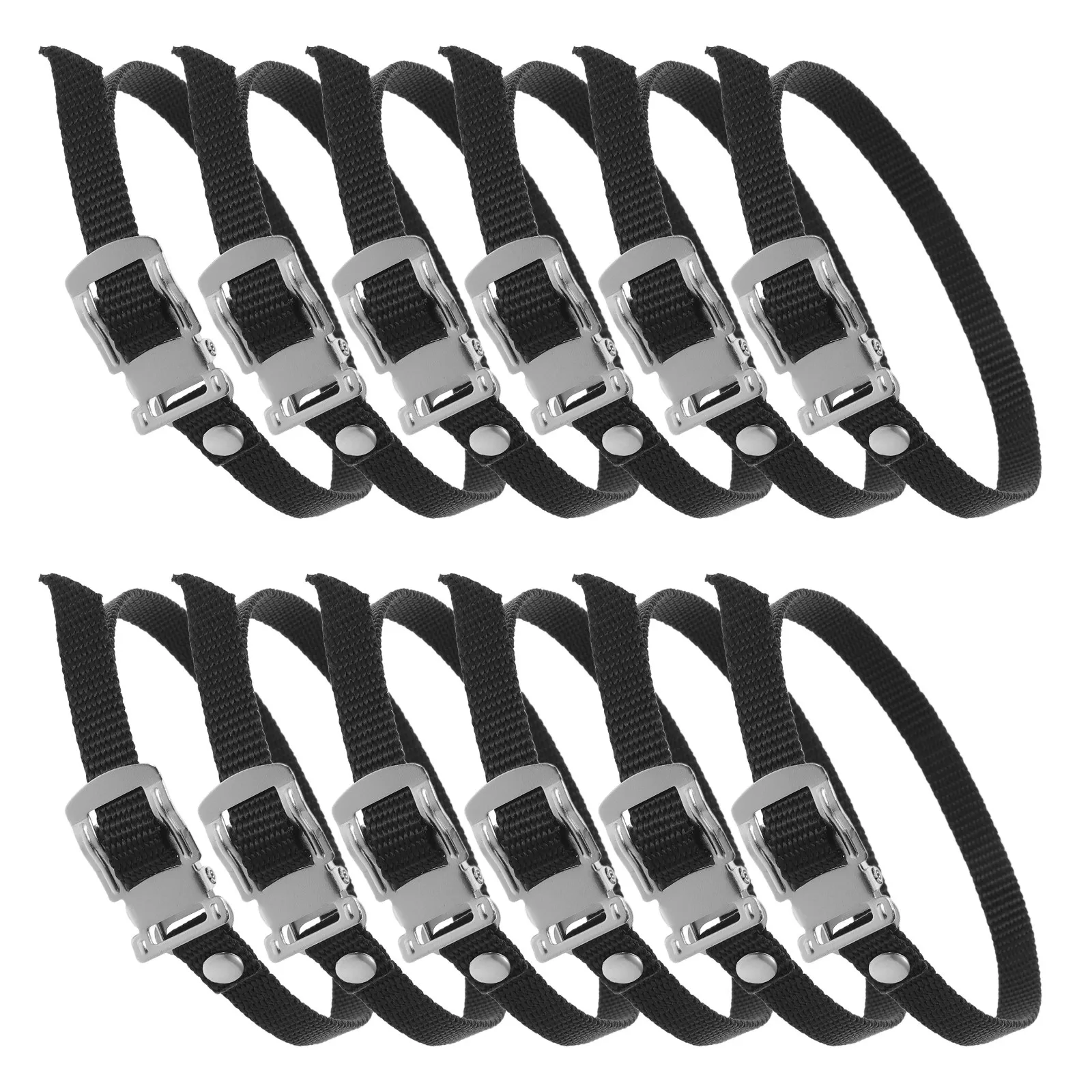 12Pcs Cycling Pedal Straps Adjustable Foot Straps Heavy-Duty Nylon Bike Pedal Foot Bands Steel Buckles for Stationary Road image 3