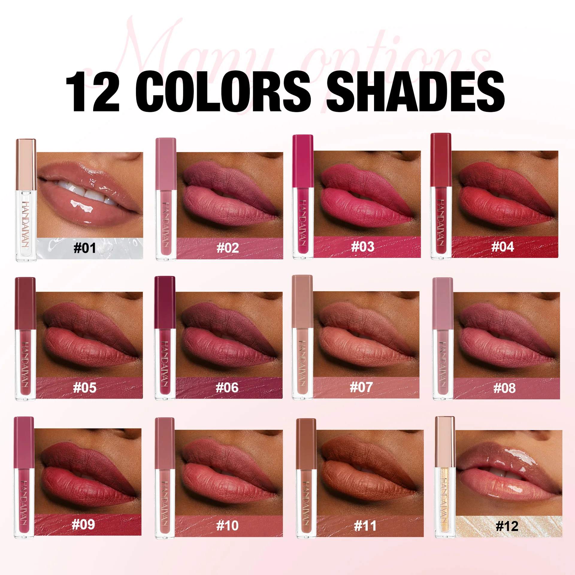 12 Pcs Matte Liquid Lipstick Set, Waterproof Long Lasting Lip Gloss, Non Transfer & Smudge Proof, Full Color Lip Makeup Kit