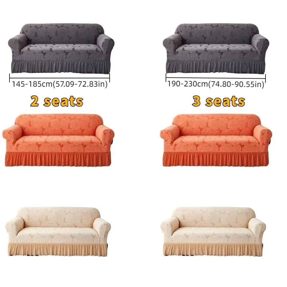 Soft 2/3 Seat Stretch Couch Cover All-inclusive Leaf Print Furniture Protector With Skirt Elastic Corner Sofa Slipcover Hotels