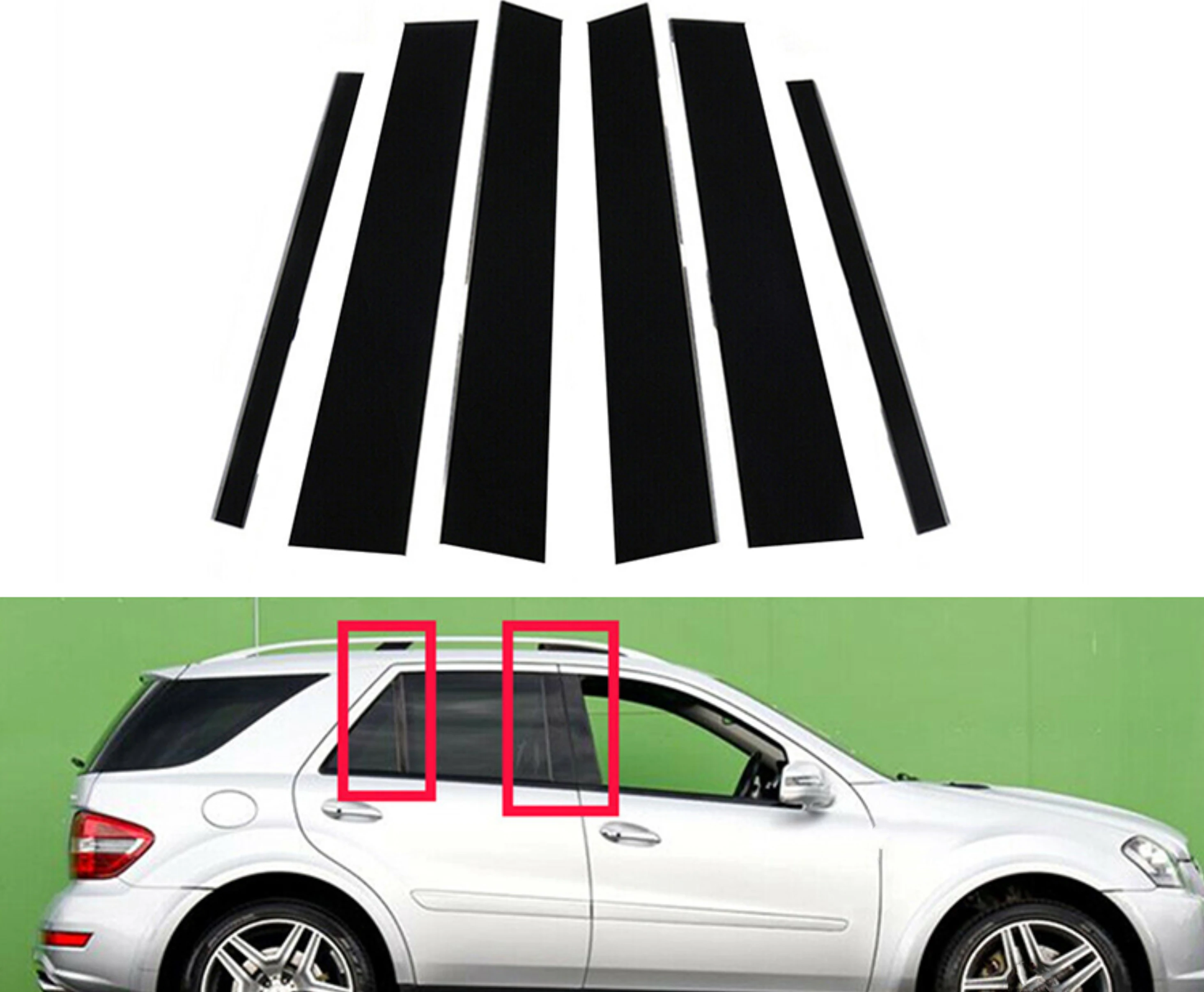 

Gloss Black Pillar Posts Fit For Mercedes ML-Class W164 2006 2007 2008 2009 2010 2011 Door Side Window Decoration Trim Cover