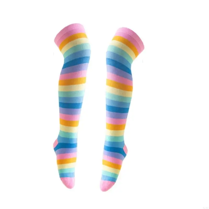 A5YC Kids Rainbow Long Socks for Costume Wear and Fall Layering, Over-the-Knee Colorful Socks for Children Daily Parties