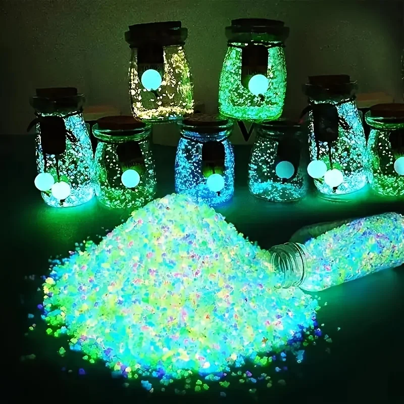 10000 Uds. De arena luminosa de 3-5mm que brilla en la oscuridad, guijarros de piedra para el hogar, jardín, patio, camino al aire libre, decoraciones para césped, pecera, decoración de acuario