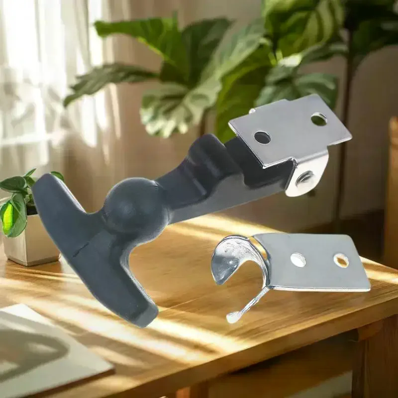 Rubber Hood Catch With Bracket Elastic Stainless Steel Rubber Hood Catch Flexible T-shaped Drawer Latch For Coolers Boats