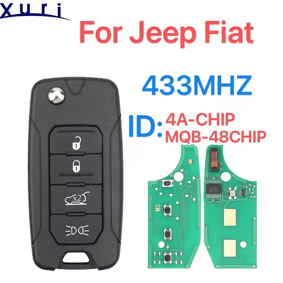 

Автомобильный откидной дистанционный ключ Xuri для JEEP Renegade Fiat 500X 2016-2019, оригинальная плата 4A MQB 48CHIP 433 МГц 2ADFTFI5AM433TX