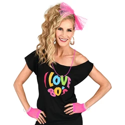 European and American Sentiment I Love 80's Letter Heart Printed Slanted Neck off-the-shoulder Sexy Irregular T-shirt
