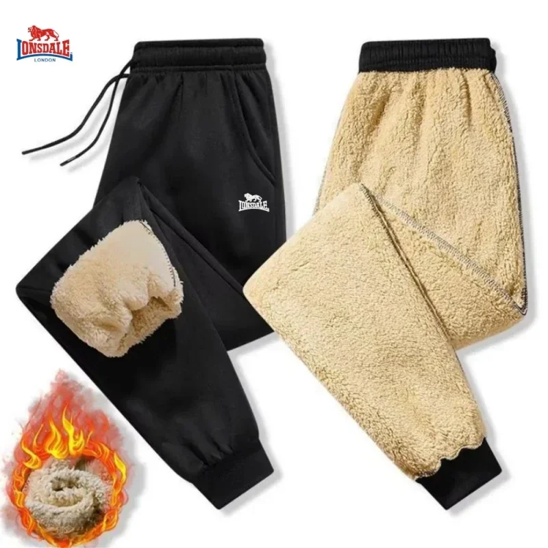 Men Winter Warm Fleece Pants Warm Thicken Lambswool Sweatpants Outdoor Leisure Thickened Jogging Drawstring Pants For Men