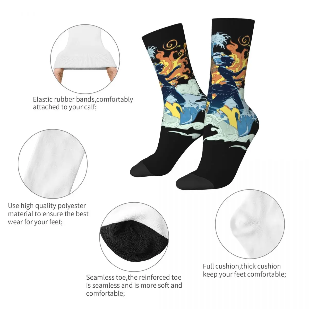 Fashion Men's Socks Novelty Avatar The Last Airbender Two Avatars Sock Polyester Graphic Women Socks Spring Summer Autumn Winter