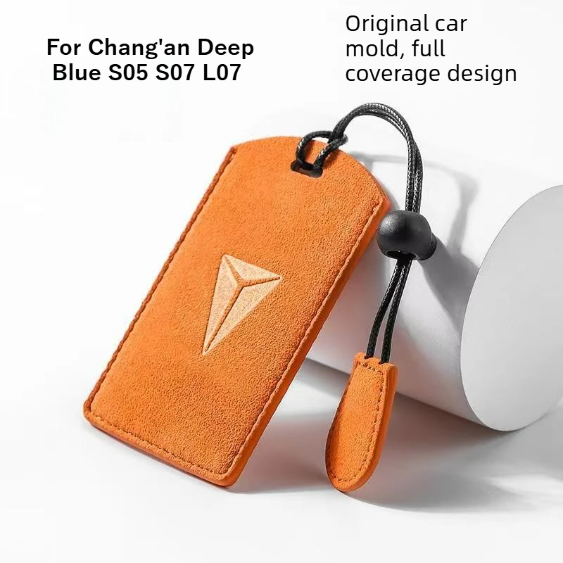 Original Car Color Leather Key Case Cover Car Keyless Remote Key Card Kit Protector Accessorie for Changan Deep Blue S05 S07 L07