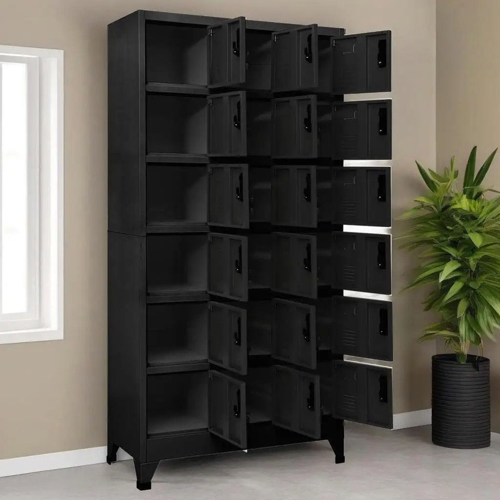 35.4'' Black Steel Locker Cabinet - 70.9'' Tall Storage Organizer for Home & Office