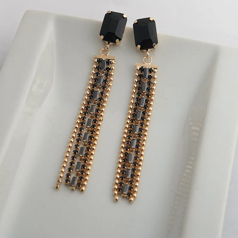 

Delicate Black Tassel Long Earrings For Women Etrendy New Jewelry Delicate Drop Earrings Gifts A527