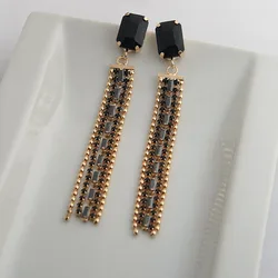 Delicate Black Tassel Long Earrings For Women Etrendy New Jewelry Delicate Drop Earrings Gifts A527