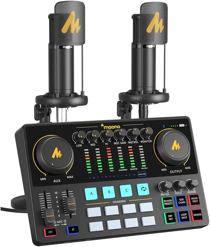 

-Caster-Podcast Equipment Bundle for 2-includes All-in-one Audio Interface with Premium Mic Preamp, XLR Condenser Microphone, an