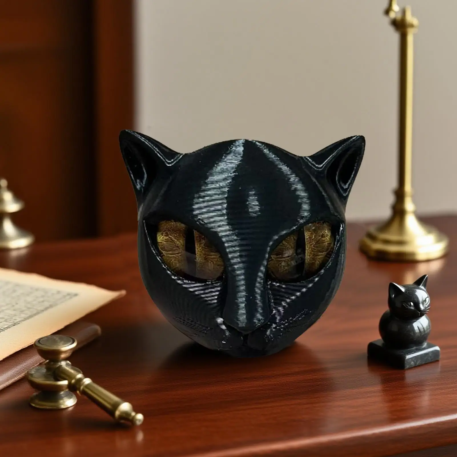 Patung Kepala Kucing Dekorasi Kucing Patung Patung Anak Kucing Dekorasi Karya Seni untuk Ruang Tamu Ruang Belajar Dekorasi Natal Halloween