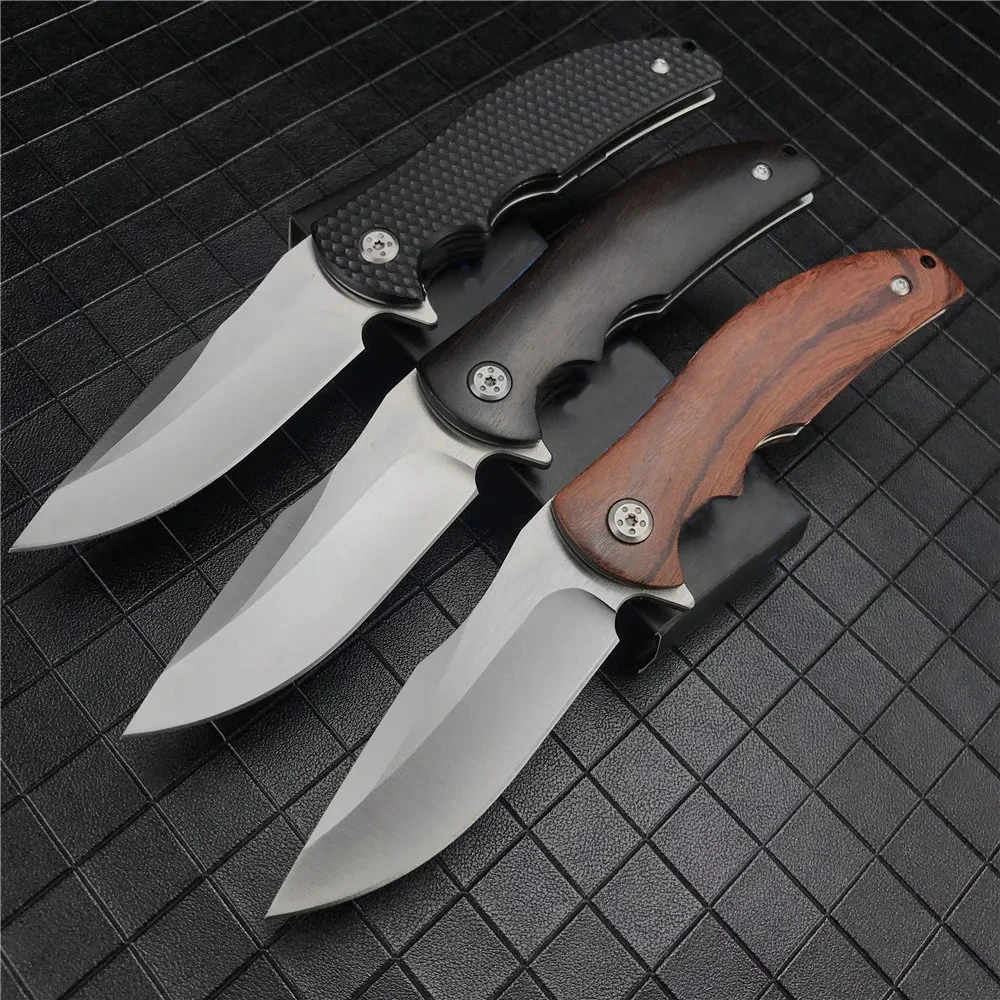 

0606 Quick Opening Folding Knife Wooden Handle 3 Style Camping Pocket Knife Outdoor Tactical Hunting Knives Defensive Tools