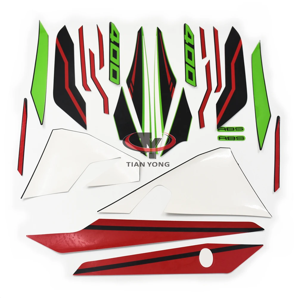 

Bodywork Sticker Motorcycle For Ninja400 Full Kit Silkscreen Applique 2021 Green White Red Black Line Printmaking Decal