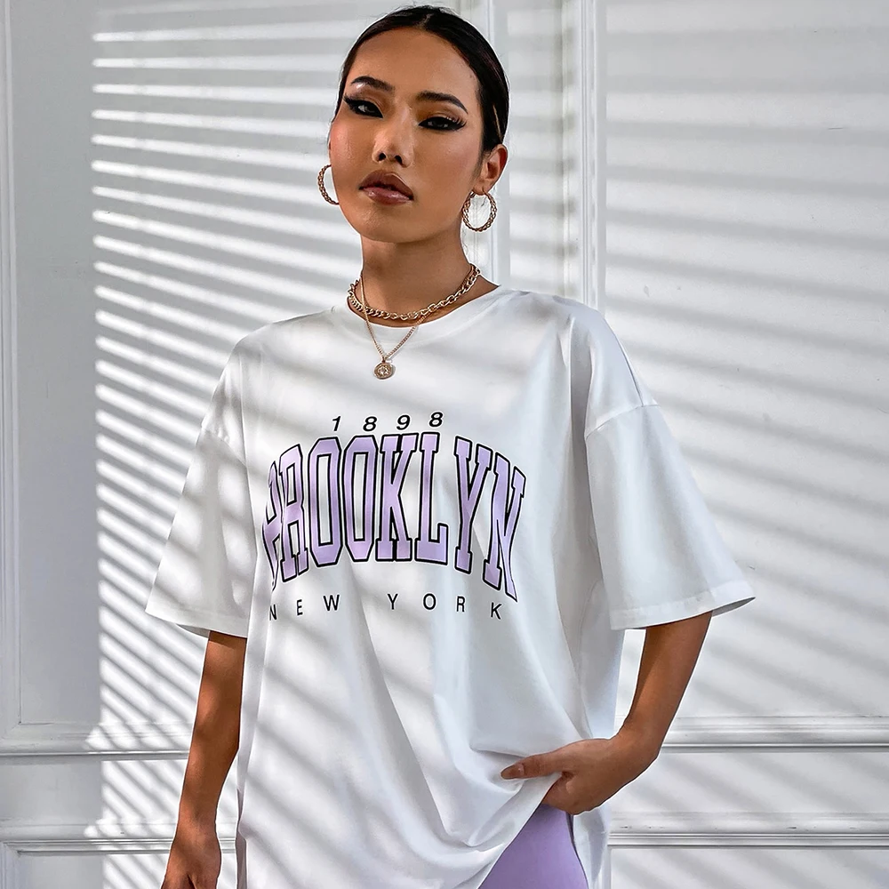 女性のブロキリンプリントTシャツ、oネックプルオーバー、ヴィンテージハイストリートウェア、ベースレイヤー、女性のブラウス、y2kトップス、サマートップス