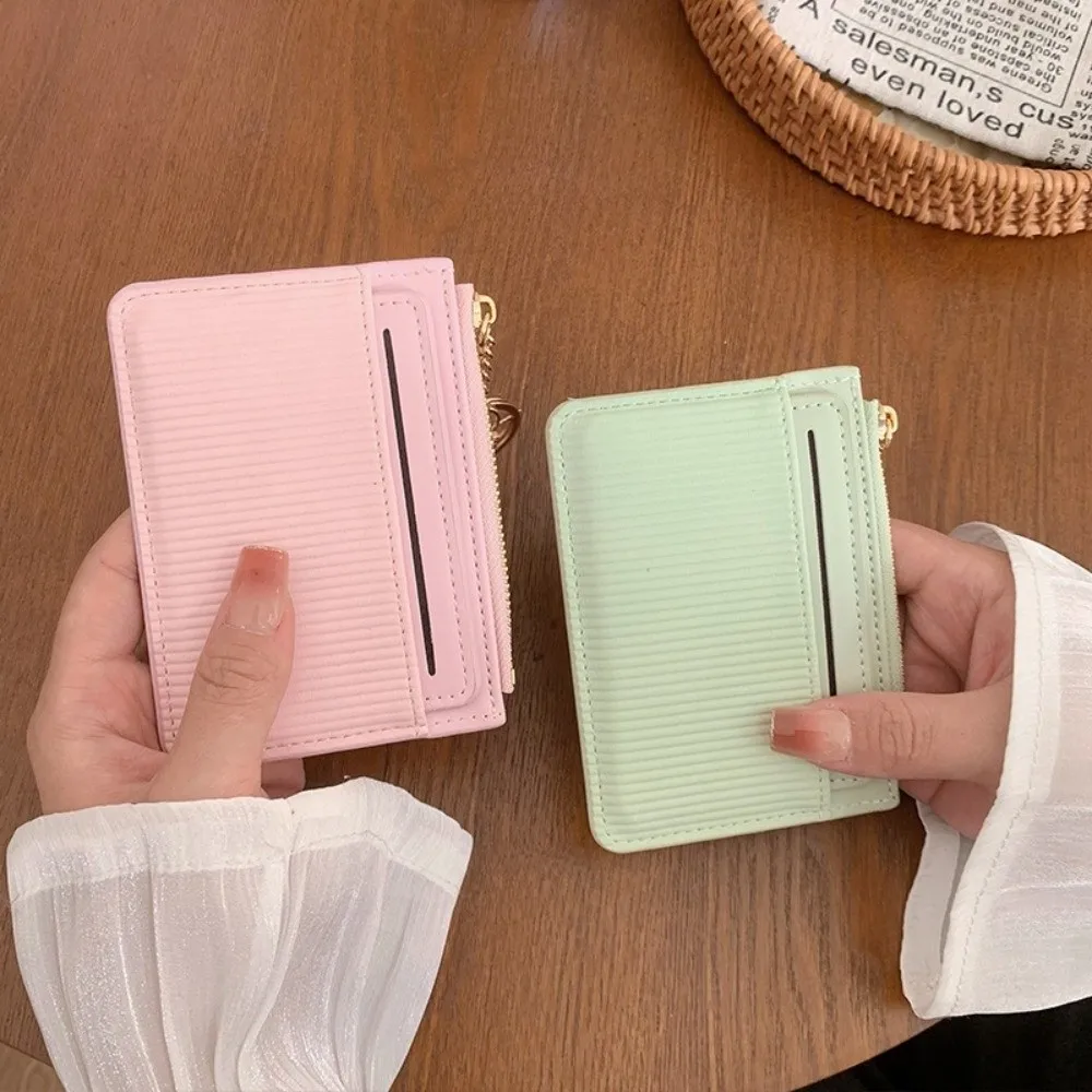 Cute PU Leather Woman Wallet Zipper Multi-card Slot Short Card Bag Storage Thin Cartoon Card Holder Lady