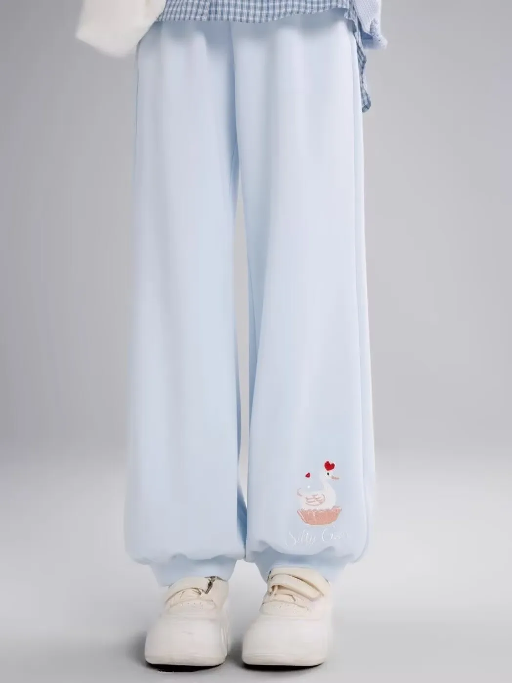 和菓子ロリータレディースハイウエストコーデュロイピンクパンツラブグース刺繍ワイドレッグパンツ Y2k ルーズかわいいかわいいズボン