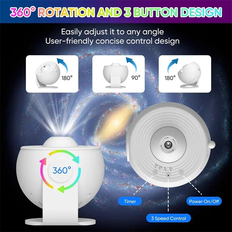 Galaxy Projector Starry Sky Projector LED 360° Rotate For Kids Bedroom Valentines Day Gift Wedding Decorative Aurora Night Light