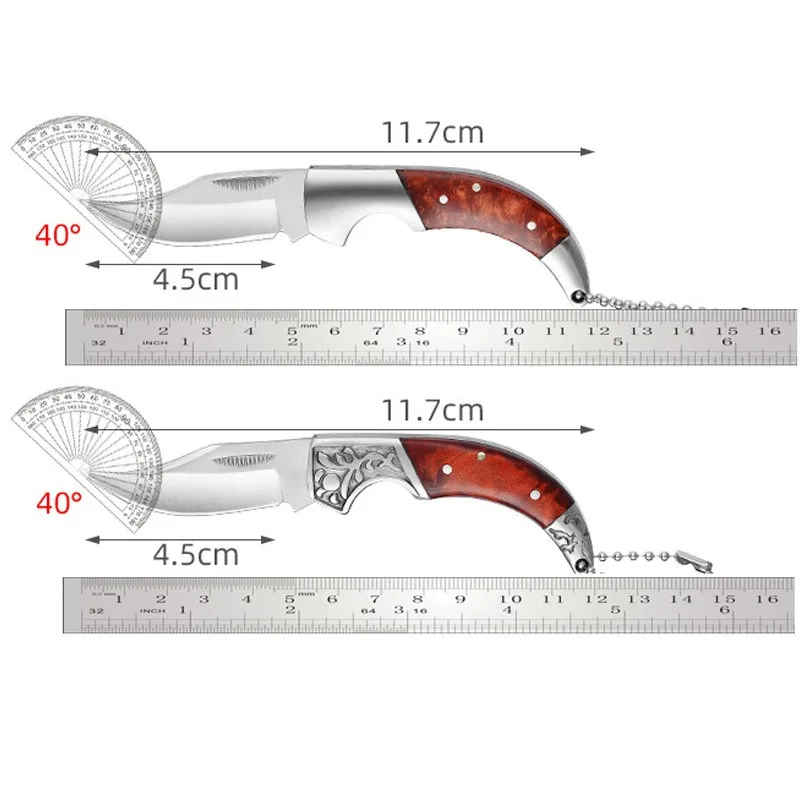 Multi functional mini folding knife: keychain design, stainless steel high hardness, can be used for both unpacking and fruit cu