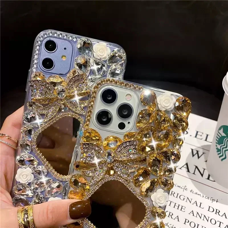 Shiny Butterfly Diamonds Phone Case for iPhone, Women's Cover, Luxury Brand, 16Plus 15, 14, 13, 12, 11 Pro Max, XR, XS Max