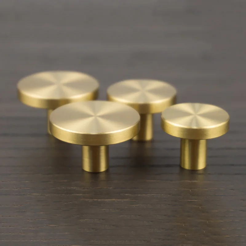 25/28/33mm Brass Cabinet Knobs Round Brushed Drawer Handle Wine Cabinet Pulls Kitchen Cupboard Handles Knob Furniture Door Knobs