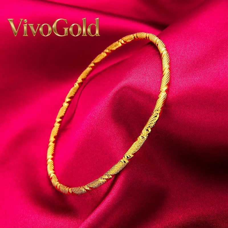 

Золотой браслет VivoGold 24K из чистого золота AU999, дизайн с тремя перекрывающимися кольцами символизирует возрождение, элегантный, подходит для повседневного ношения.