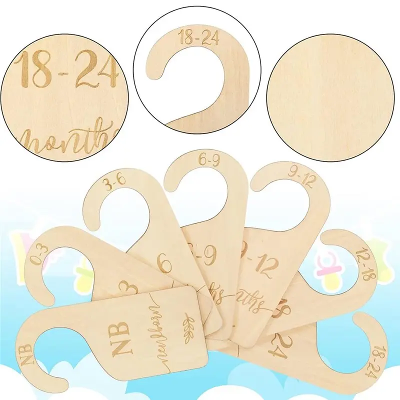 GYTB-Wooden Untuk Ukuran Bayi Baru Lahir Hingga 24 Bulan Set Pembagi Lemari Bayi Dengan Tas Jinjing Beludru Biru