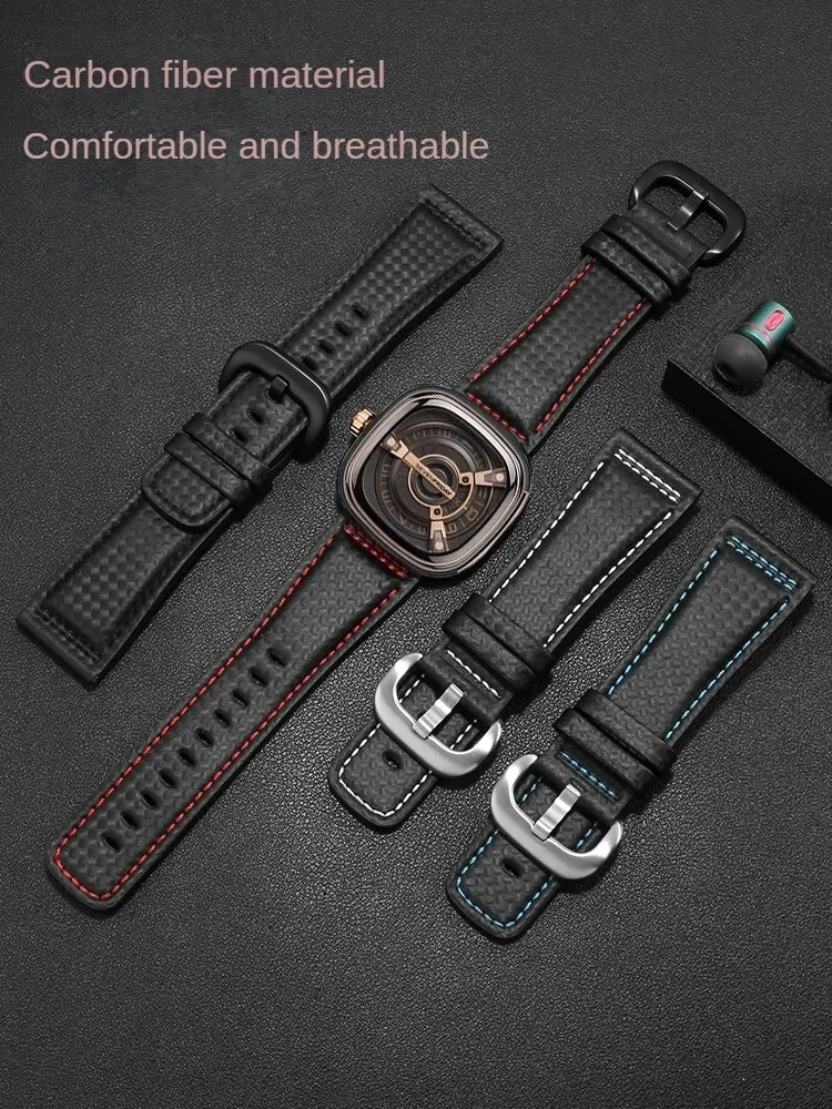 Leather Watch Strap, Suitable for S-even F-riday Carbon Fiber M2 Strap P1 P3 S2 Replacement Bracelet Accessories Men