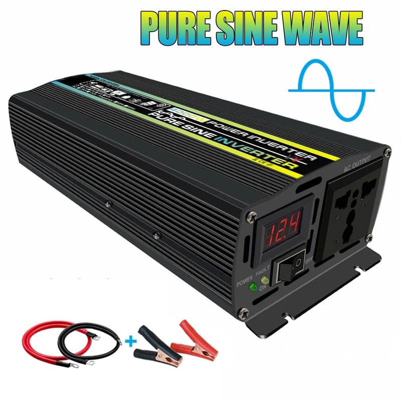 

3000W Universal Power Inverter Pure Sine Wave 12V to 220V Voltage Transformer Car Home Converter Off Grid Power Inverter