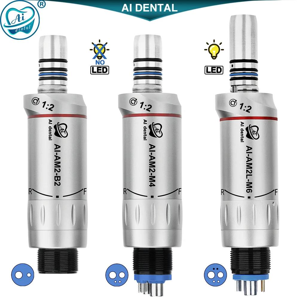 AI Dental Chair Connector 1:2 Increasing Speed Standard E-type Contra Angle Inner Water Air Motor B2/M4 Non-LED M6 LED AI-AM2