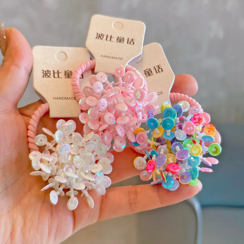 

Colorful Sequin Flower Ball Hair Ties for Kids Cute Hair Clips Side Barrettes Sweet Hair Accessories Fashion Headwear Daily Wear