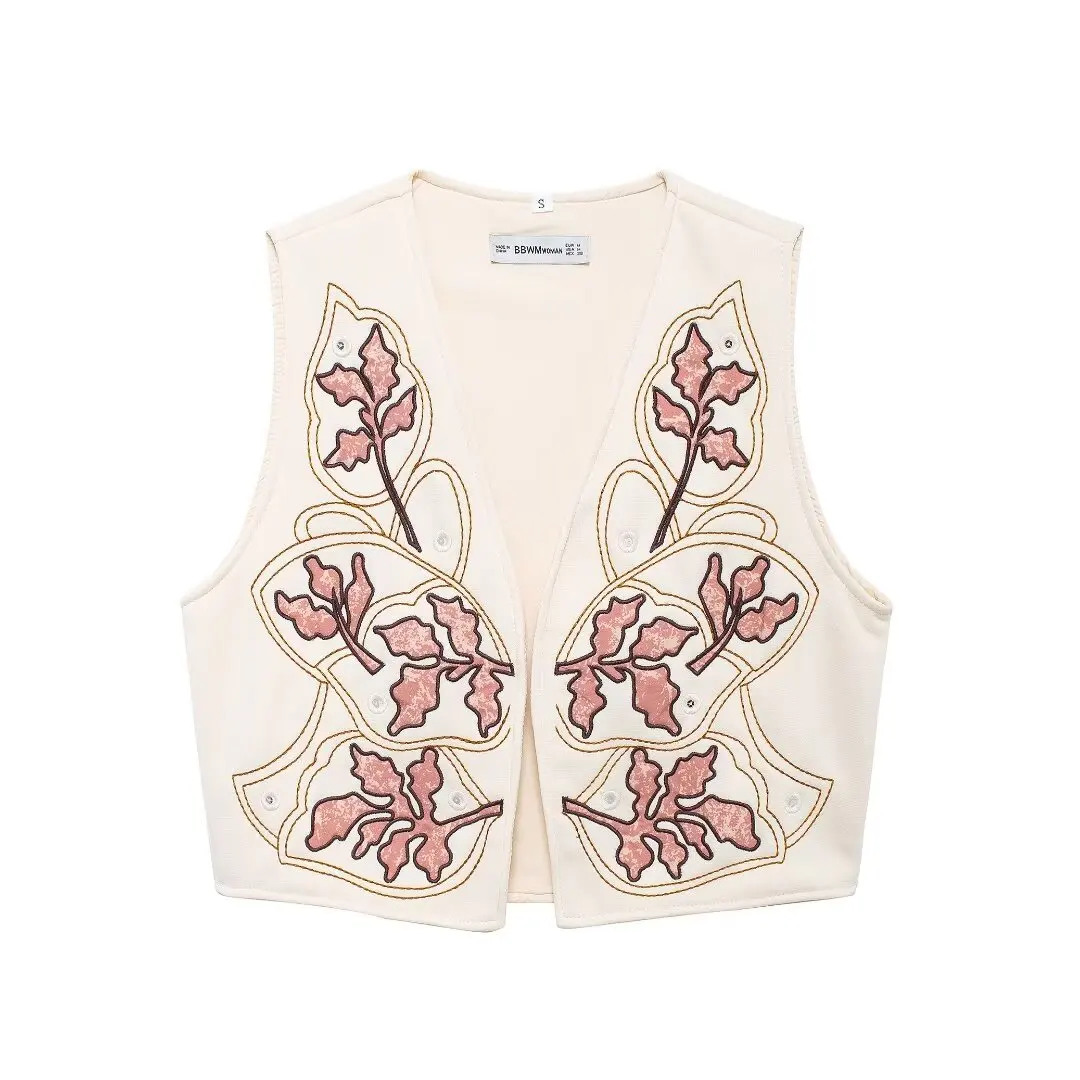 

2024 Autumn New Fashion Versatile Women's Clothing European And American Style Decorative Embroidered Vest Street Style Top