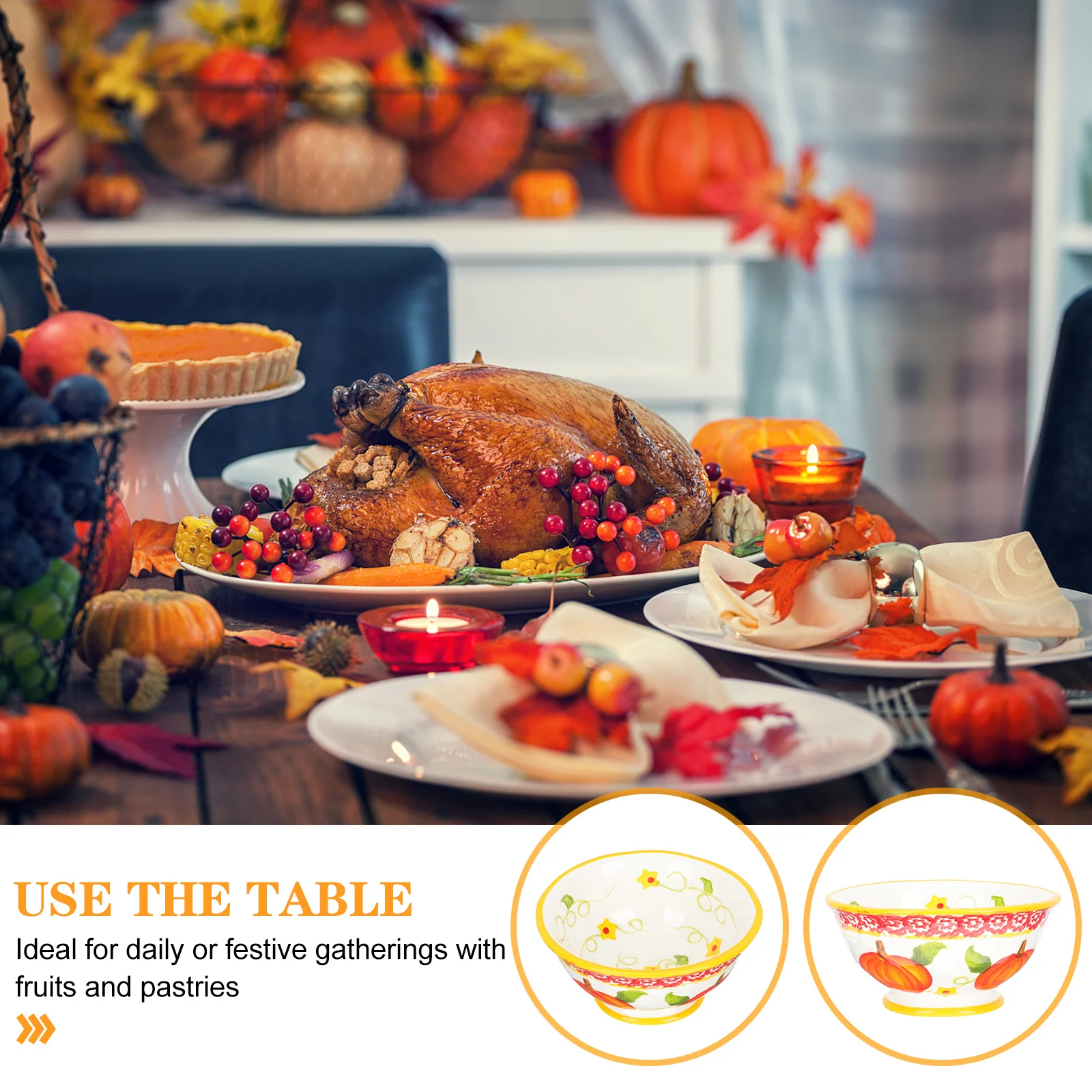 

Handmade Pumpkin Ceramic Bowl Halloween Candy Food Storage Salad Fruit Stylish Kitchen Bowl Kitchen Tableware Ceramic Tableware