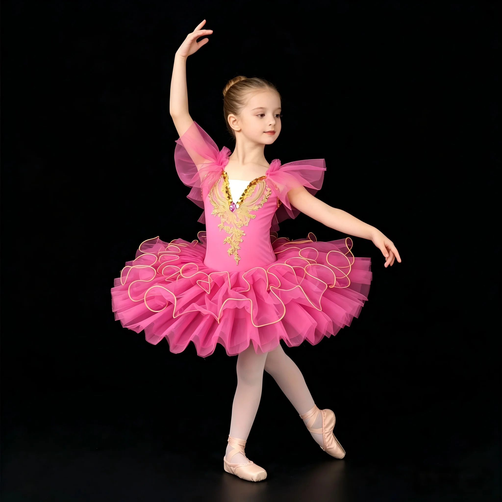 

Summer Stage Ballet Dance Dress Girls Performance Tutu Kids Clothes Vestido Mesh Princess Dress for Children's Day And Party