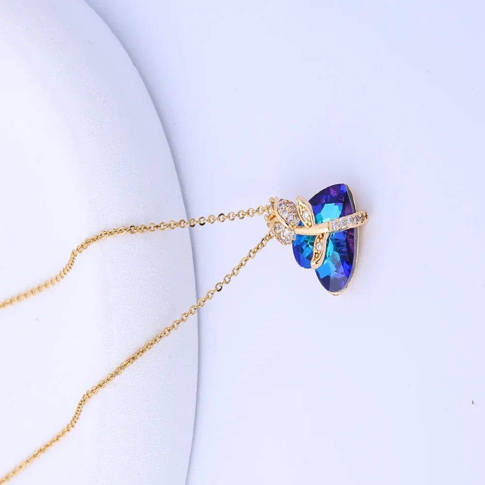 قلادة على شكل قلب المحيط من التيتانيوم الصلب - قلادة جميلة للنساء، سلسلة ترقوة أنثوية فاخرة خفيفة، جي مثالي #1