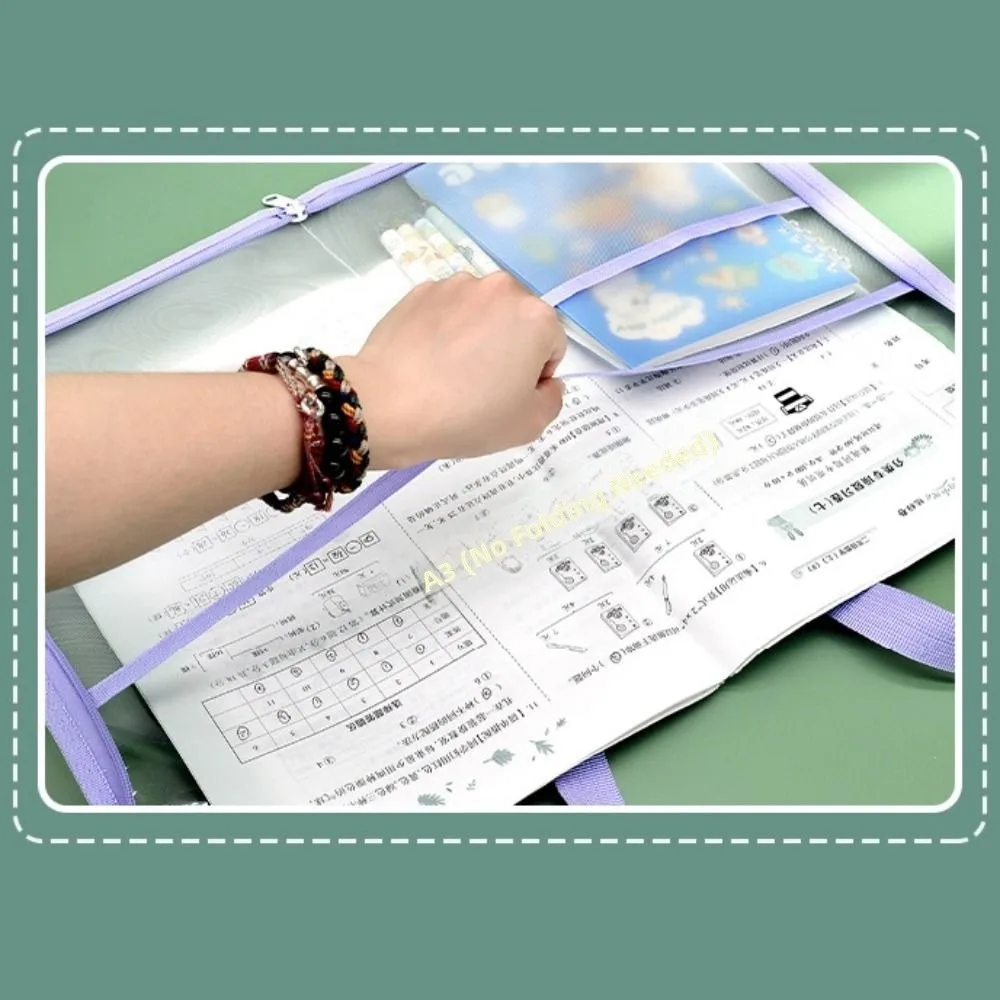 

Visible Test Paper Storage Bag Large Capacity Portable Transparent A4 Handbag Multifunctional Dustproof Document Bag