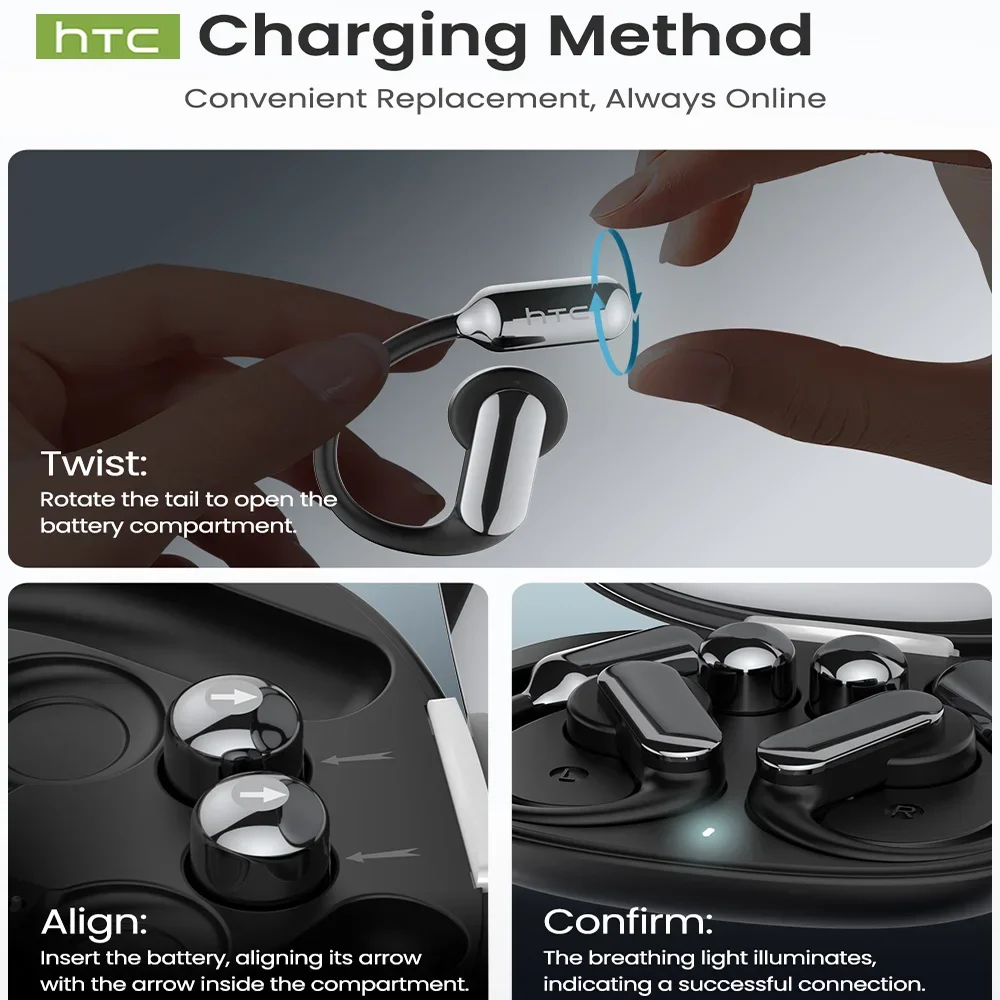 【بطارية قابلة للاستبدال】HTC NE50 سماعة بلوتوث AI ترجمة سماعات أذن مريحة بخطاف الأذن HD Bass سماعات رأس لاسلكية مع ميكروفون #2