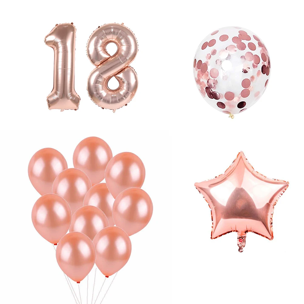 

24 Pcs Set 32 Decorative Balloons Set Rose Latex Balloons Latex Sequins Decorative Kids Party Supplies