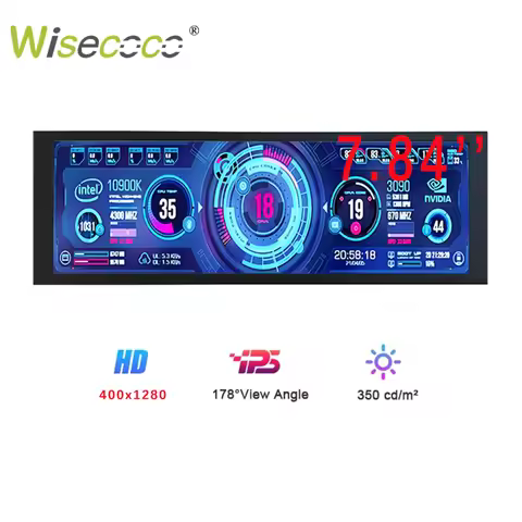Wisecoco 7.84 Inch Mini Portable Monitor 1280x400 CPU GPU Monitoring IPS Screen Display usb-c for Laptop PC Raspberry pi Aida64