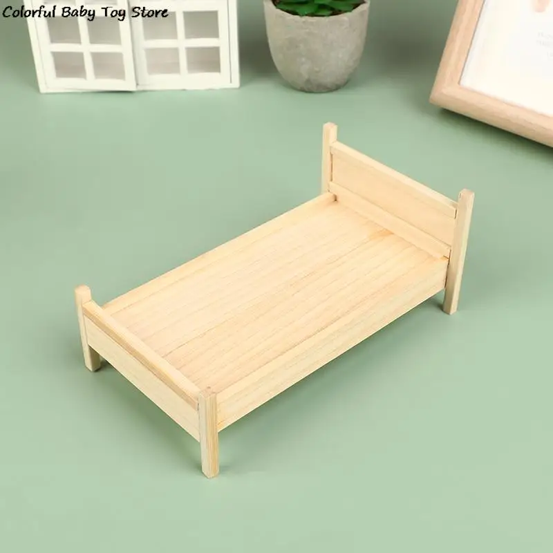 1Pcs Dollhouse Miniatuur Simulatie Bed Model Diy Accessoires Scène Meubels Speelgoed