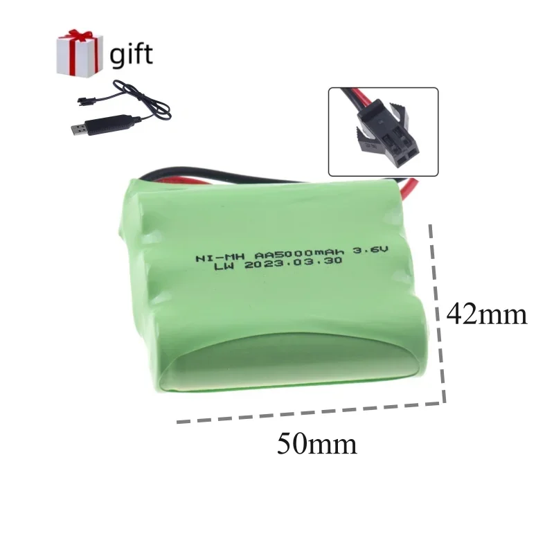 3.6V/4.8V/6V/7.2V/9.6V 5000mAh NI-MH Battery For Rc toys Cars Tanks Robots Guns Boats toys accessories high capacity AA Battery