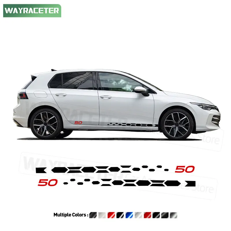 2 Pcs/Set Edition GTI 50 Door Side Stripes Sticker Carbon Fiber Vinyl Decal For VW Golf 8 MK8 2026 2025 8.5 2024 Accessories