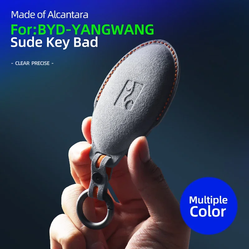 Alcantara Suede Car Remote Smart Key Case Cover Shell For BYD Yang Wang U8 2023 U9 2024 U7