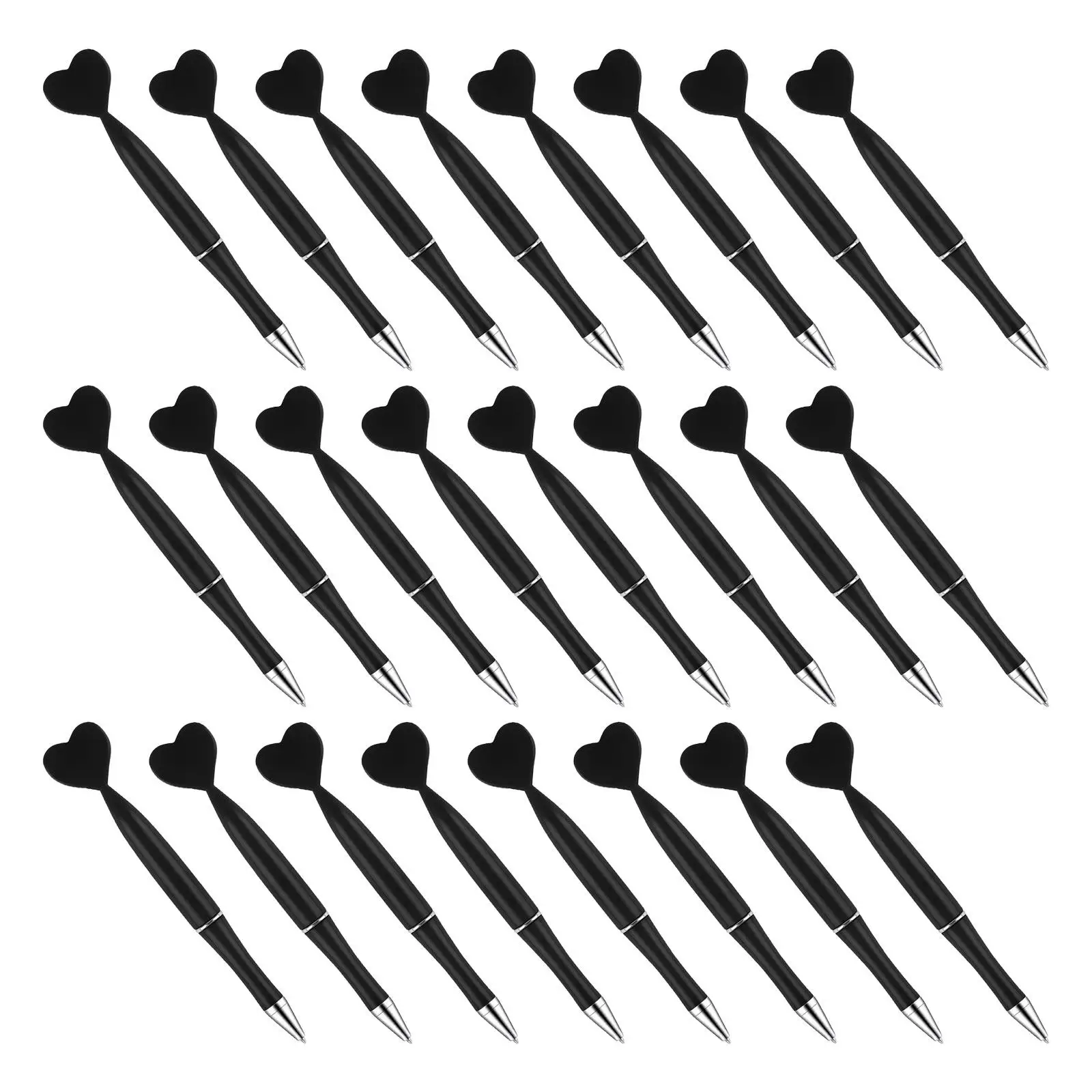 24Pcs Valentine Heart Ballpoint Pens Smooth Writing Twist .0mm Black Ink School Office Stationery Bulk Party Gifts