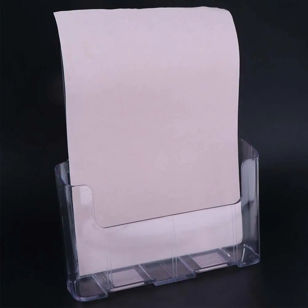 Durable A4 Size Brochure Holder Plastic Clear Filing Magazine Rack Slanted Back Non-slip Flyer Display Stand Bedroom