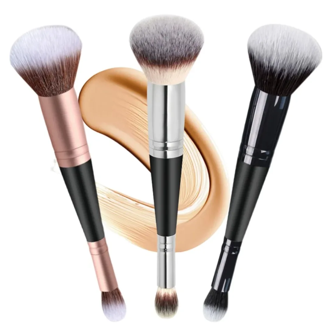 1PC Pennelli per trucco professionale a doppia testa 2 in 1 Pennello per fondotinta Correttore Evidenziatore Pennello per fard in polvere Strumento per trucco di bellezza